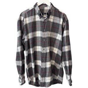 Burberry Gray Plaid Flannel Cotton Button Up Shirt Men's size M